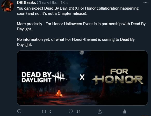 DBDLeaks @LeaksDbd - 13 You can expect Dead By Daylight X For Honor ...