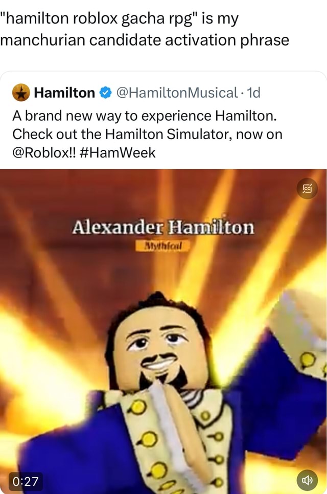 Hamilton Simulator imagines the musical as a gacha game inside Roblox