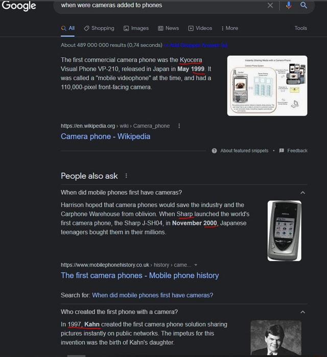 The truth is relative - Google when were cameras added to phones All
