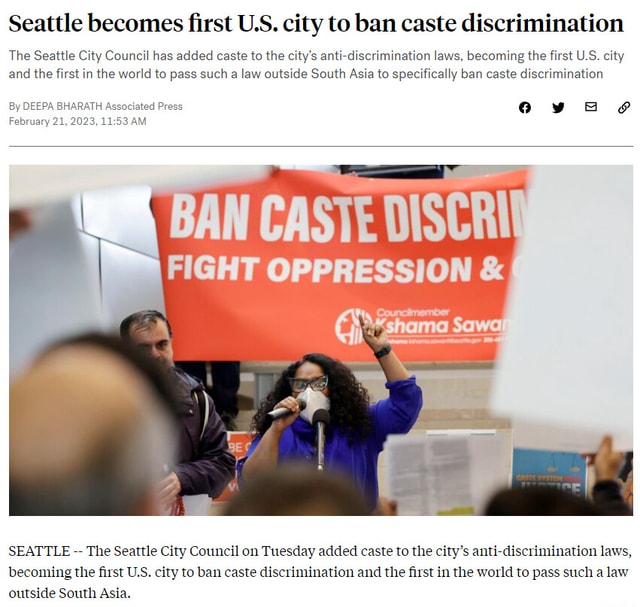 Seattle Becomes First Us City To Ban Caste Discrimination The Seattle