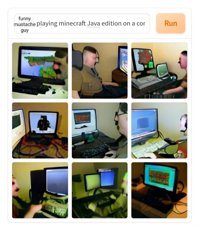 funny-mustache-playing-minecraft-java-edition-on-a-cor-run-guy-ifunny