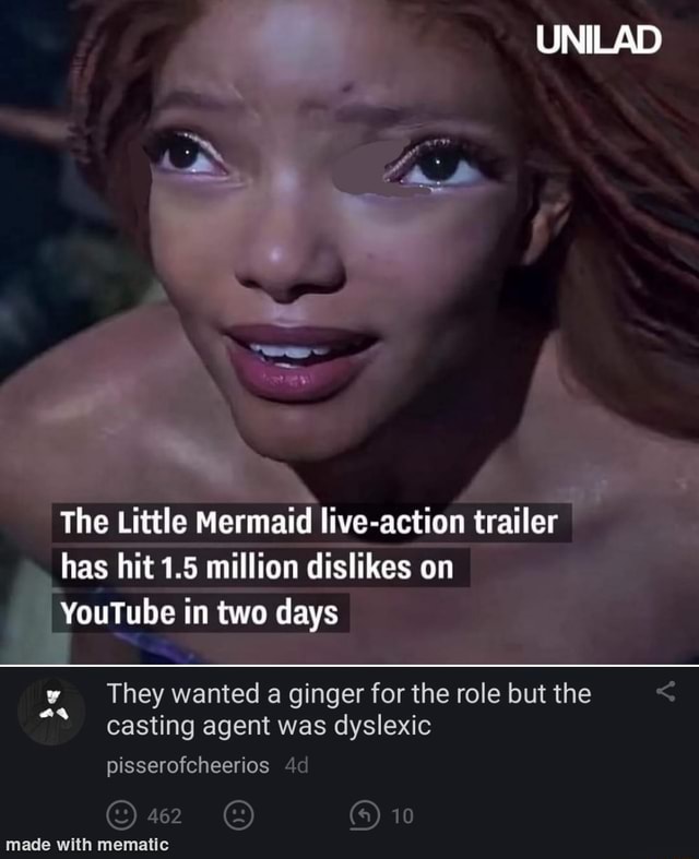 The Little Mermaid liveaction trailer has hit 1.5 million dislikes on