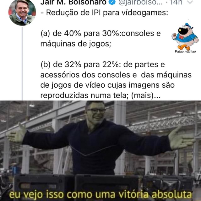 OOISO V Redução De IPI Para Ví Deogames: (a) De 40% Para Máquinas De ...