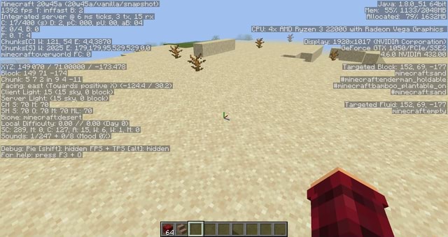 Minecraft w4sa 1392 Fps T Inffast B 2 Integrated Server 6 Ms Ticks 3 Tx 15 Rx Java 18 0 51 64bit Allocated 797 1632n6 Gtx 6 8 Nvidia 432 00 Targeted Fluid Sounds