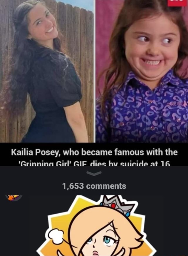 Kailia Posey, who became famous with the 'Grinnina Girl' GIF diac hy ...