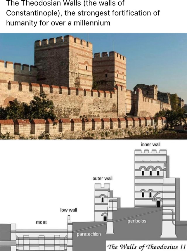 The Theodosian Walls (the wails of Constantinople), the strongest