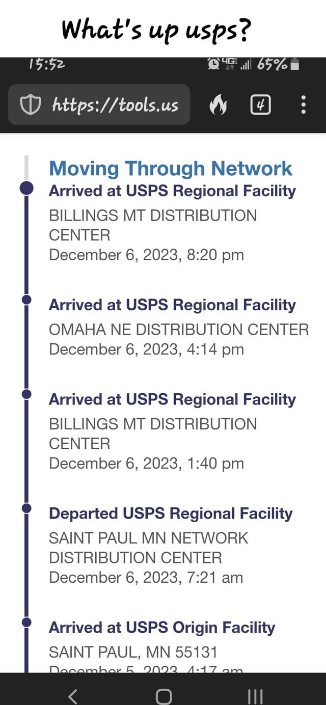 What's up usps? Moving Through Network Arrived at USPS Regional ...