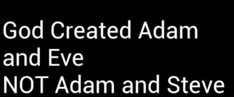 God Created Adam and Eve NOT Adam and Steve - )