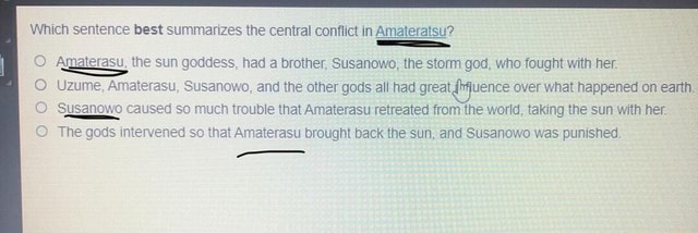 Which sentence best summarizes the central conflict in Amateratsu