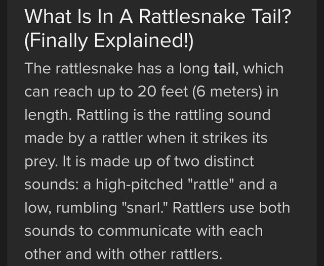 What Is In A Rattlesnake Tail? (Finally Explained!) The rattlesnake has ...