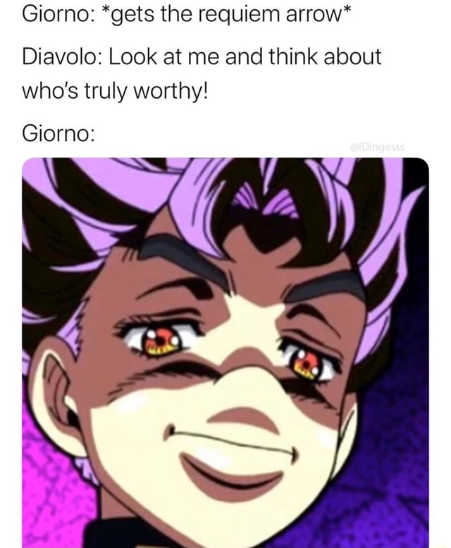 Giorno Requiem Arrow Resolve is a huge part of part 5 and said to be ...