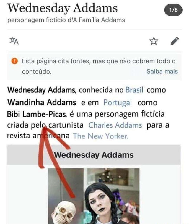Wednesday Addams Personagem Fictício D A Família Addams Ra O Esta Página Cita Fontes Mas Que