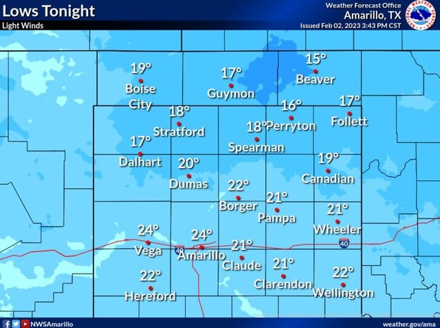 Lows Tonight Light Winds Weather Forecast Office Amarillo, TX Issued ...