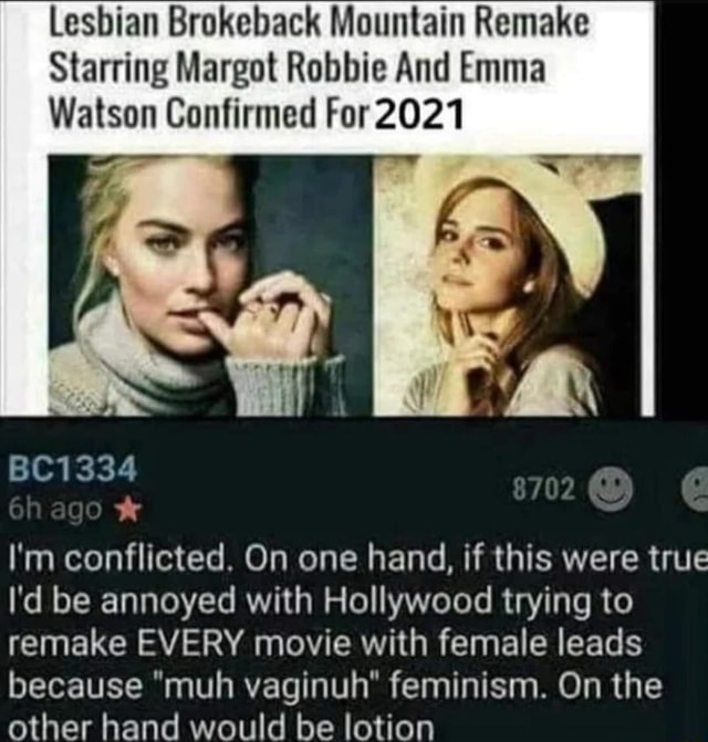 Lesbian Brokeback Mountain Remake Starring Margot Robbie And Emma ...
