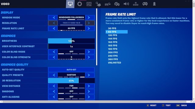 VIDEO DISPLAY WINDOW MODE RESOLUTION FRAME RATE LIMIT GRAPHICS ...