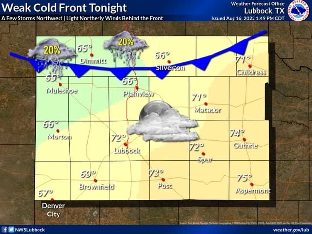 Weak Cold Front Tonight 'AFew Storms Northwest I Light Northerly Winds ...