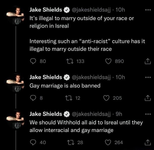 Jake Shields Jakeshieldsajj It S Illegal To Marry Outside Of Your