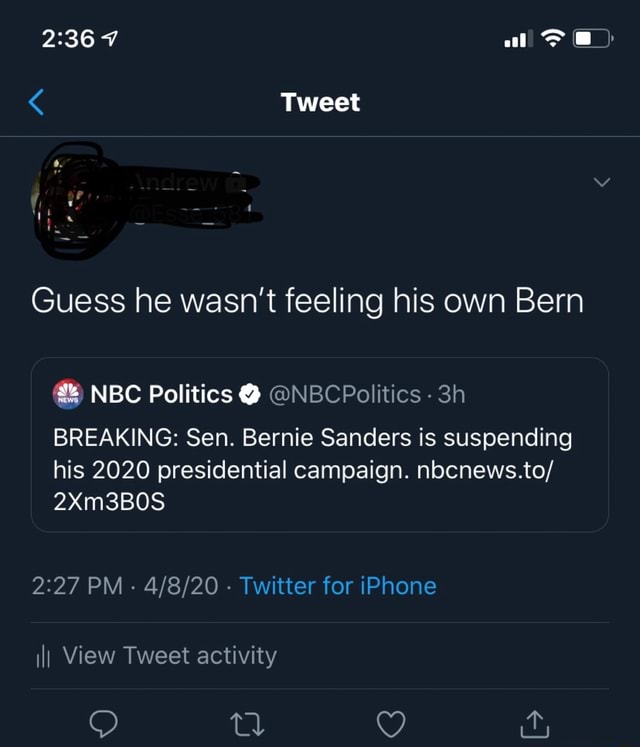 Guess He Wasnt Feeling His Own Bern Nbc Politics Y Anbcpolitics Breaking Sen Bernie Sanders 