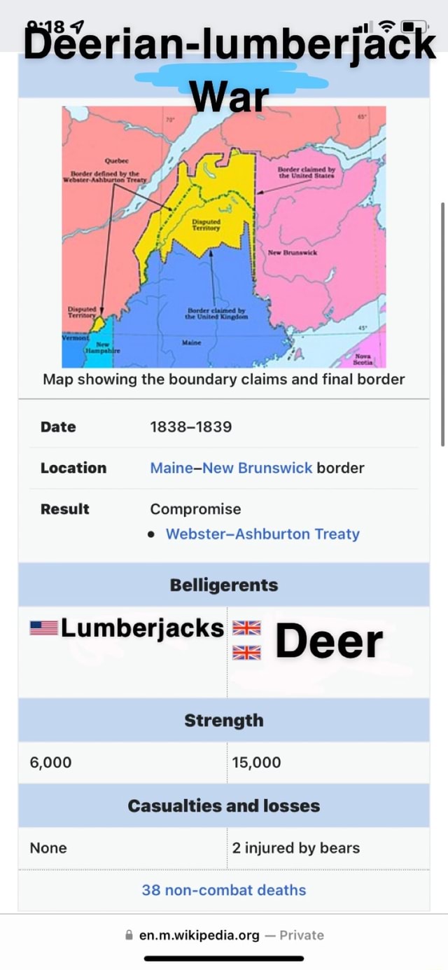 Deerianlumberjack Map showing the boundary claims and final border