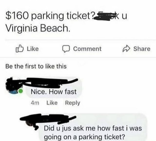 160 parking ticket Virginia Beach. Like Comment Share Be the first to