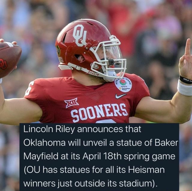 Lincoln Riley announces that Oklahoma will unveil a statue of Baker