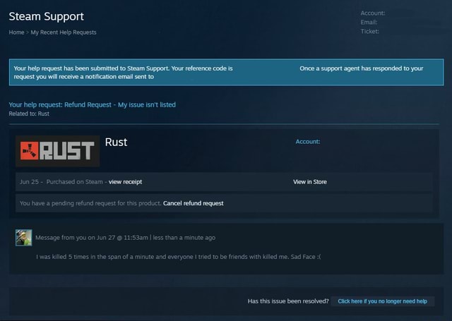 steam refund pending