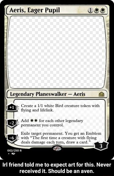 Legendary Planeswalker Aeris fa Create a /1 white Bird creature token ...