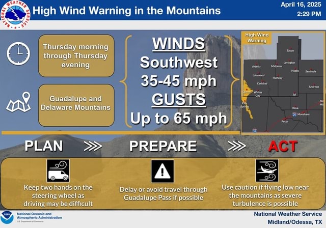 Gal?> April 16, 2025 High Wind Warning in the Mountains PM Figh Wird ...