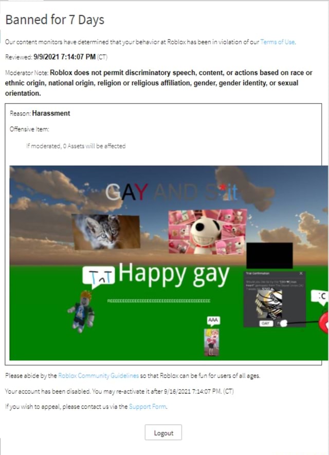 Banned For 7 DayS Banned For 7 Days Pave Roblox Does Not Permit 1 