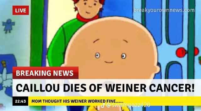 BREAKING NEWS CAILLOU DIES OF WEINER CANCER! LiVE I MOM THOUGHT HIS
