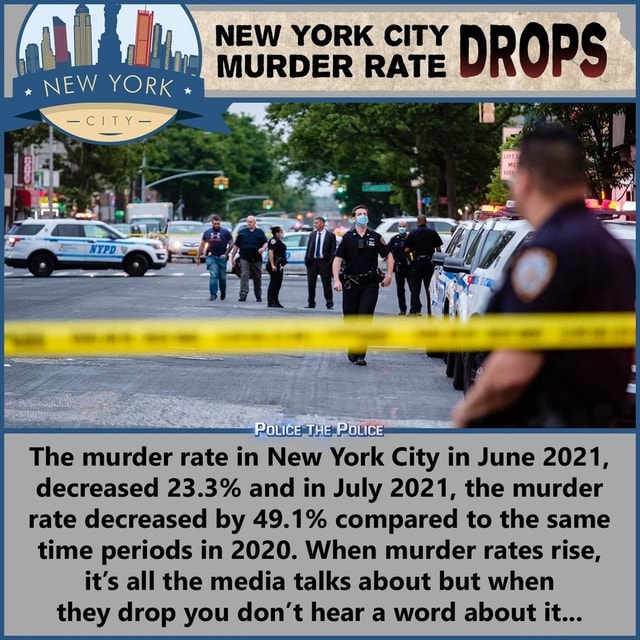 NEW MURDER DROPS THE POLICE, The murder rate in New York City in June ...
