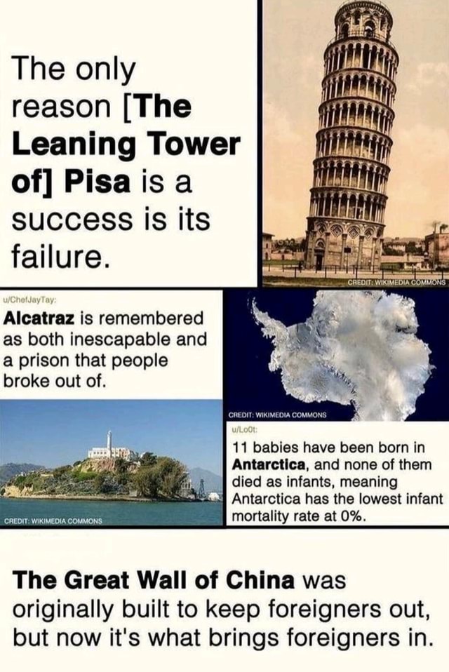 The only reason [The Leaning Tower of] Pisa is success is its failure ...