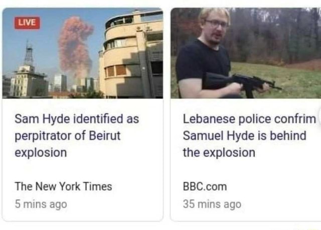 Sam Hyde identified as perpitrator of Beirut explosion The New York ...