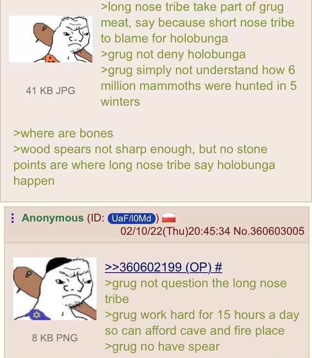 >long Nose Tribe Take Part Of Grug Meat, Say Because Short Nose Tribe 