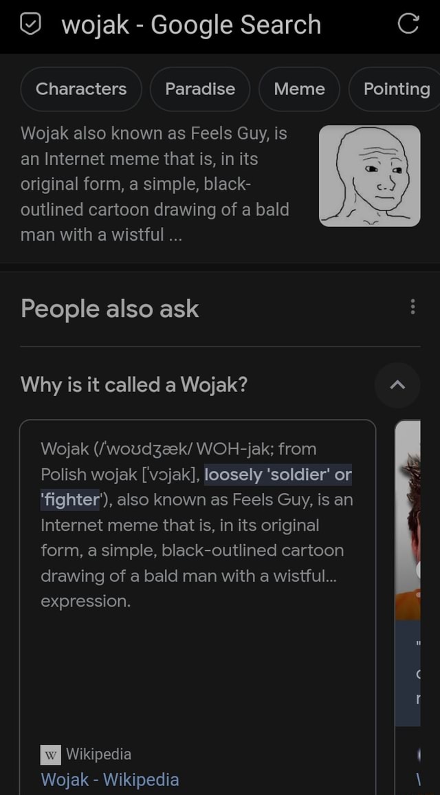 Wojak - Google Search Characters Paradise Meme Pointing Wojak Also ...