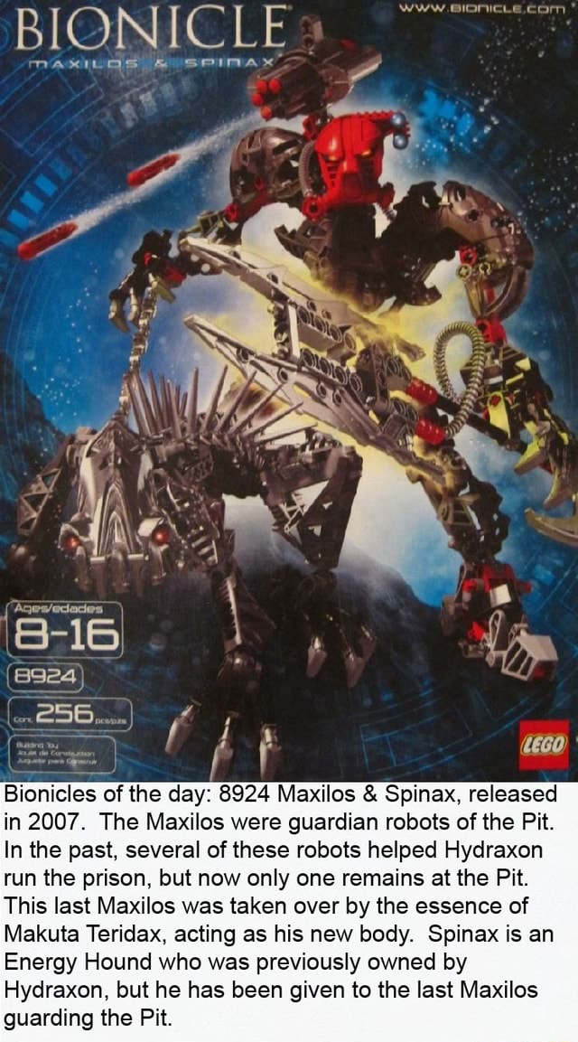 Maxilos BIONICLE Fe 8-16) Bionicles of the day: 8924 Maxilos & Spinax, released ...