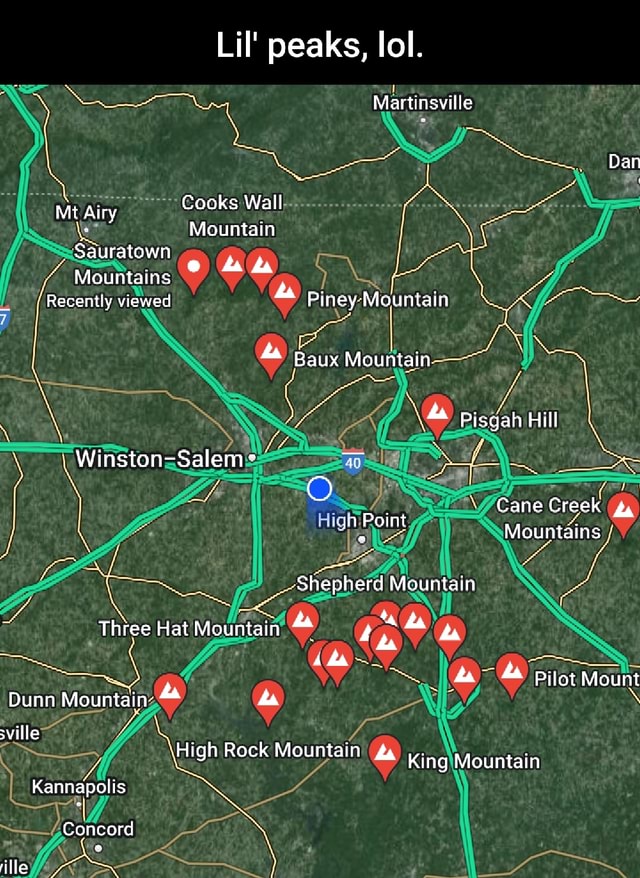 Lil' peaks, lol. Martinsville Dan Mt Airy Cooks Wall Mountain Sauratown ...