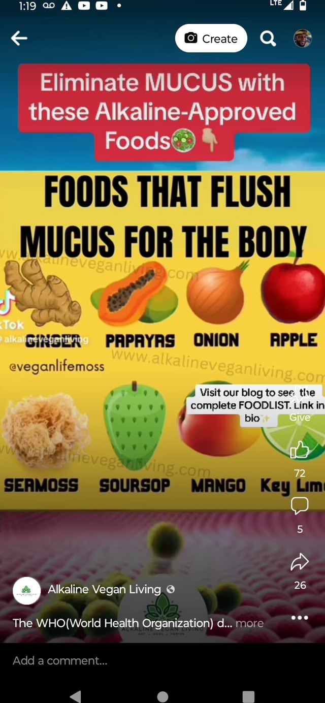 Na> Mh id Eliminate MUCUS with these AlkalineApproved Foods> FOODS