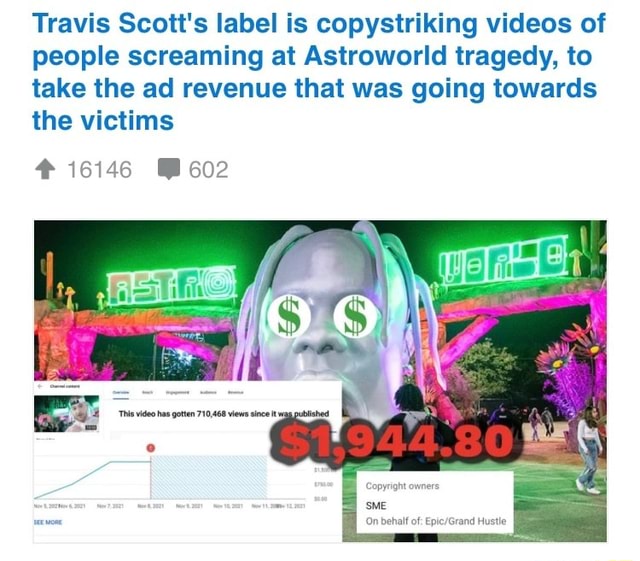 Travis Scott's label is copystriking videos of people screaming at