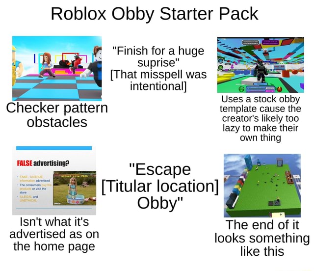 Roblox Obby Starter Pack Finish For A Huge Suprise That Misspell Was Intentional U Stock Obb Checker Pattern Olostacles Template Cause The Too Tor S Likely T Obstacles Lazy To Make Their Own - cat women obby roblox