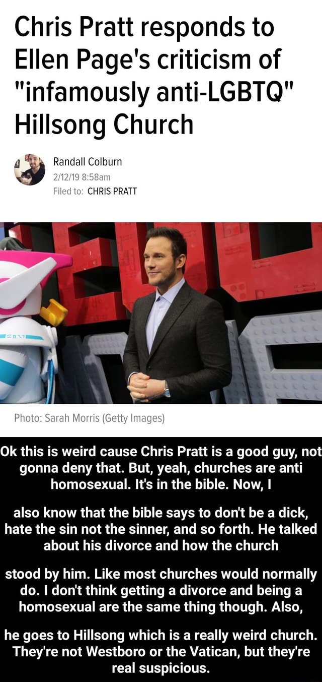 Chris Pratt Responds To Ellen Page's Criticism Of "infamously Anti ...