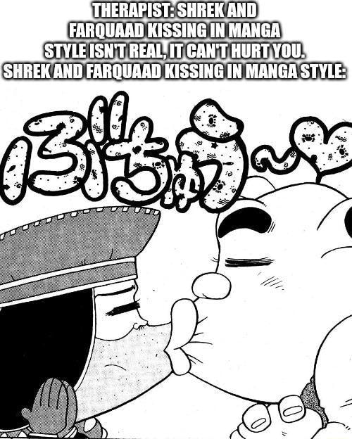 ST SHREK AND FARQUAAD KISSING IN MANGA STYLE ISN'T READ IT CAN'T HURT
