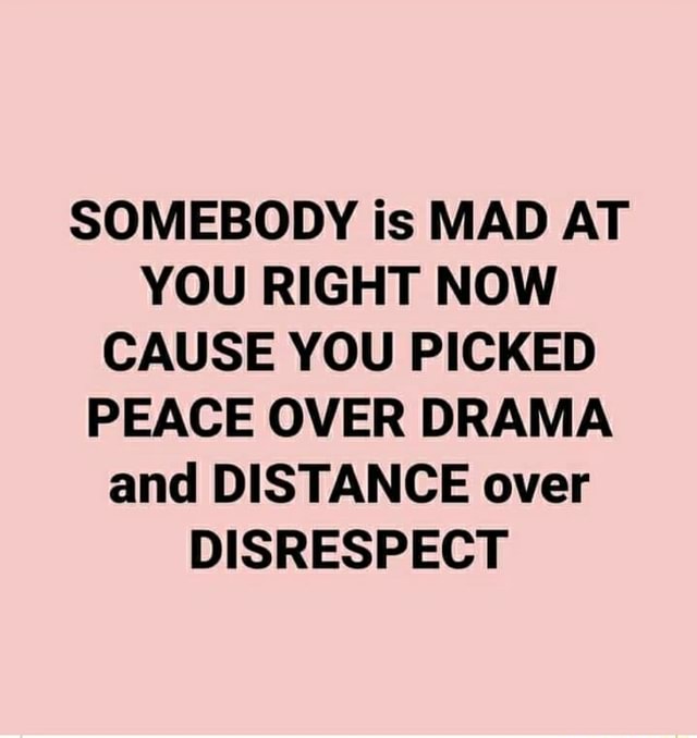 SOMEBODY is MAD AT YOU RIGHT NOW CAUSE YOU PICKED PEACE OVER DRAMA and ...
