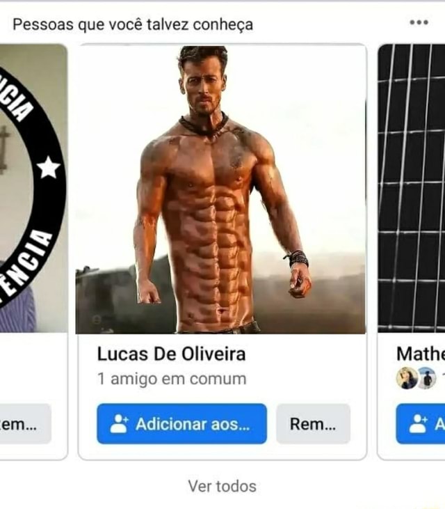 Pessoas que você talvez conheça Lucas De Oliveira 1 amigo em comum em... Adicionar aos... Ver Pessoas que você talvez conheça Lucas De Oliveira 1 amigo em comum em... Adicionar aos... Ver