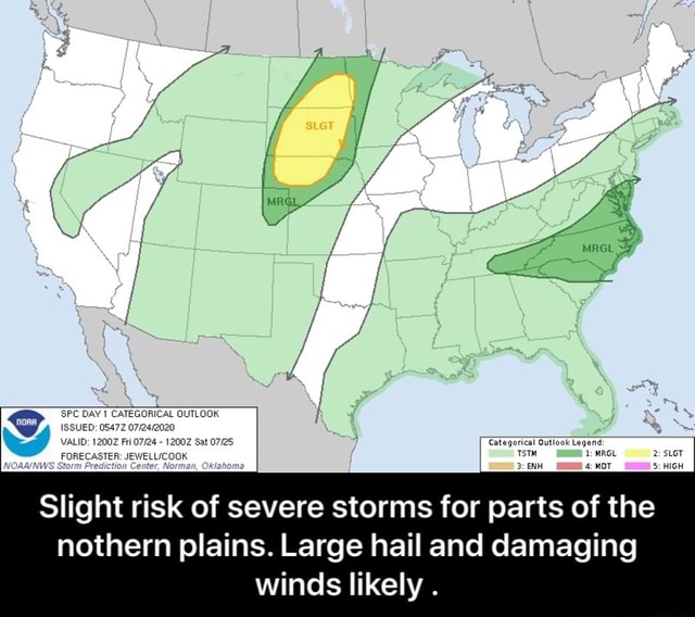 Slight risk of severe storms for parts of the nothern plains. Large ...