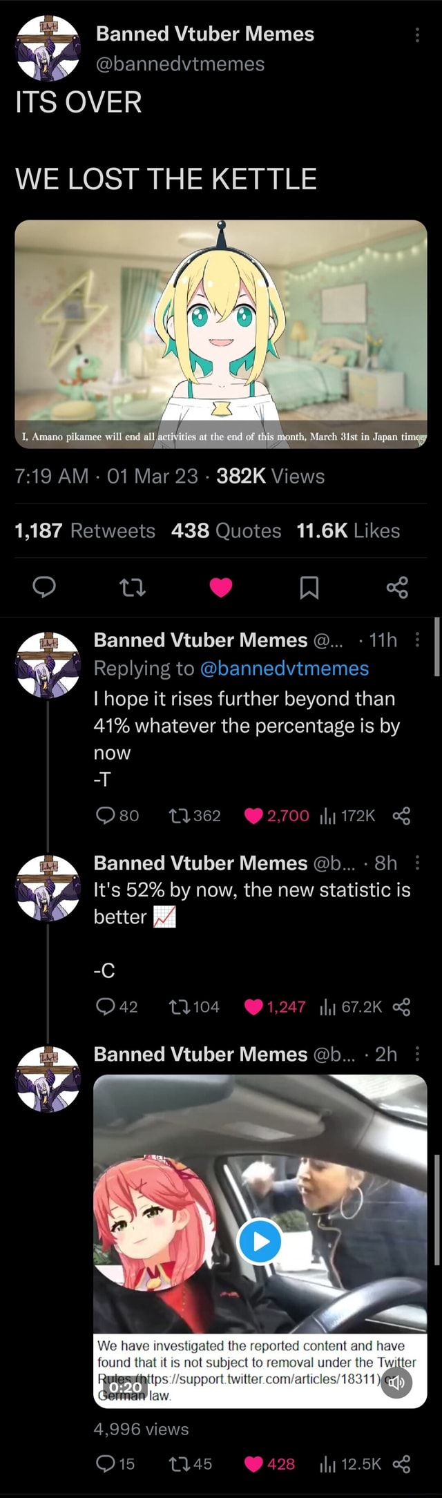 Banned Vtuber Memes bannedvtmemes ITS OVER WE LOST THE KETTLE Amara