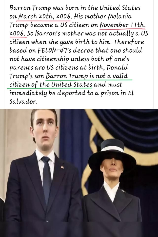 Barron Trump was born in the United States on March 20th, 2006. His