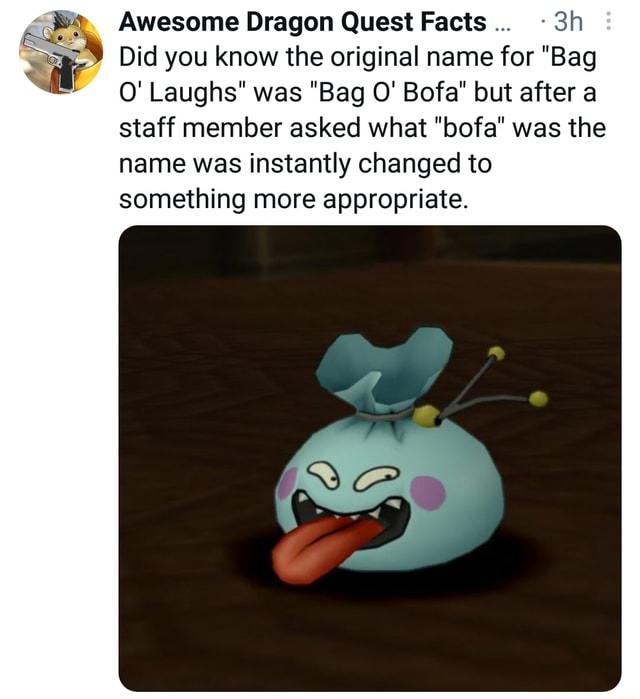 Awesome Dragon Quest Facts... Did you know the original name for "Bag O
