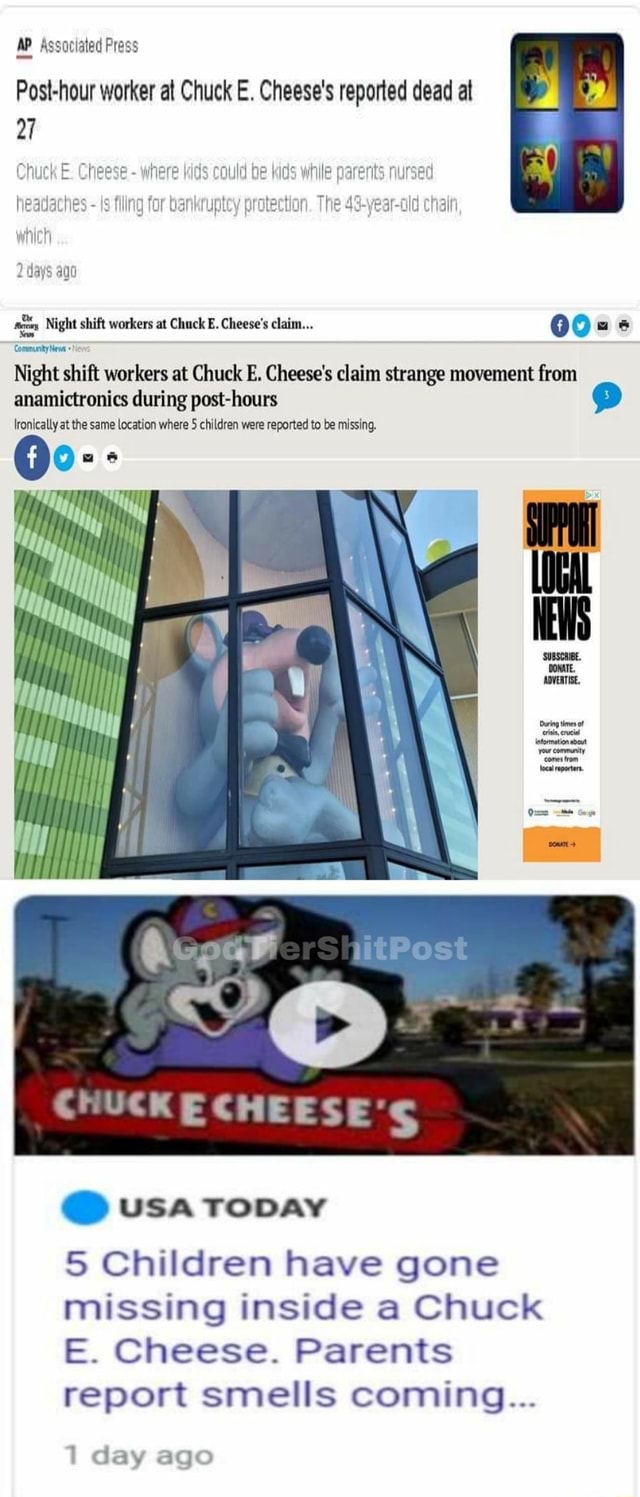AP Associated Press Posthour worker at Chuck E. Cheese's reported dead