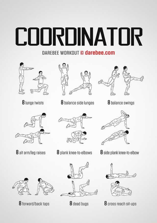 COORDINATOR DAREBEE WORKOUT lunge twists 8 balance side lunges balance ...